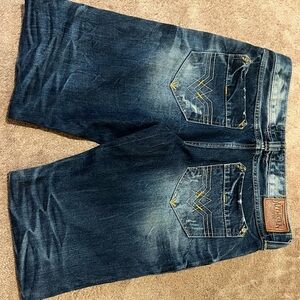 EUC Affliction Gage Jeans Men’s Size 34x34 Thick Stitch Embroidered